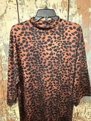 ZARA Woman Animal Leopard Print Mock Neck Stretchy Maxi Dress Large thumbnail 3