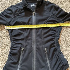 Women's Zella Black Athletic Jacket Sz XS Athlesure Runched Sleeves‎ Mesh thumbnail 5