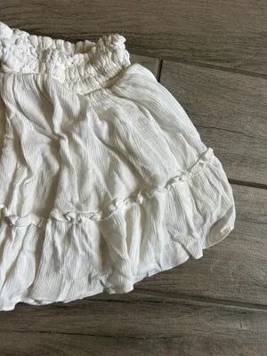 Nectar Clothing Boho Ruffled Mini Skirt in Cream thumbnail 3