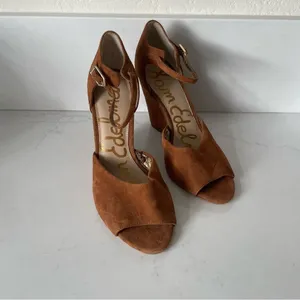 Sam Edelman Raven Open Toe Suede Wedge Tan Brown Size 7.5 thumbnail 3