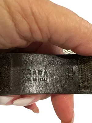 PRADA WOVEN CHOCOLATE BROWN TAN Vintage BELT Leather Trim thumbnail 2