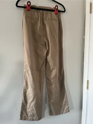 Gap Tan Khaki Wide Leg Pants 2 High Rise Elastic Waist Preppy Minimalist Coastal thumbnail 5
