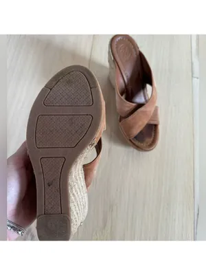 Tory Burch Wedges Shoes High Heels Brown And Gold Size 7.5 thumbnail 7