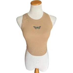 Womens American Eagle Daily Fave Butterfly Ribbed Cropped Tank Top - Sz S thumbnail 2