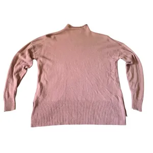 Madewell Cashmere Sweater Womens Small Mauve Pink Mockneck High Low Minimalist thumbnail 3