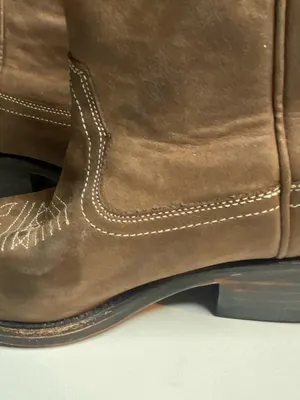 miz mooz carlitos Brown Leather Western Ankle Boots Embroidered Toe worn look 6 thumbnail 4