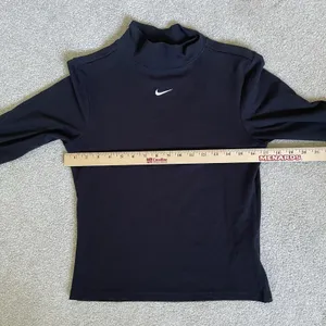 Nike Swoosh Mock-Neck Long-Sleeve Top Black Athletic Cotton Women's Size Medium thumbnail 9