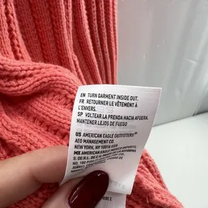 American Eagle Medium Cardigan Sweater Open Front Ribbed Coral Pink Knit Pockets thumbnail 8
