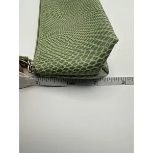 Green Snakeskin Embossed Cosmetic Bag Set Faux Leather Makeup Pouches 2 Piece thumbnail 5