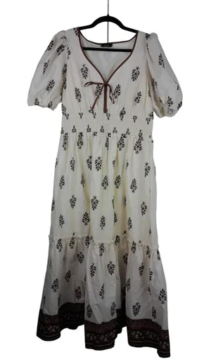 VICI Cream Brown‎ Floral Block Print Tiered Smocked Maxi Dress Size XL NWOT thumbnail 1
