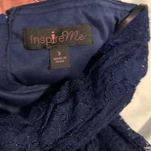 InspireMe Lace Fit & Flare‎ Dress Navy Blue Sweetheart Ruched Cocktail 3 thumbnail 8
