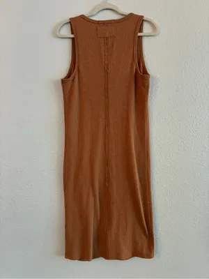 We the Free | Free People | Ribbed Button-Front Tank Dress in Brown | Medium thumbnail 6