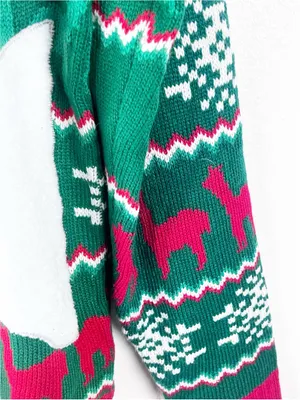 33 DEGREES Llama Scarf Pom Pom Hat Graphic Unisex Christmas Sweater Size Large thumbnail 8