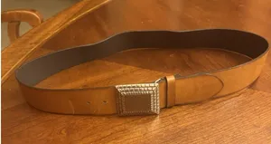 Chico's Women's Wide Leather Belt Brown Size M Big Buckle thumbnail 1