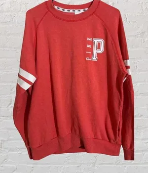 Women's Victoria’s Secret PINK Oversized Coral Logo Sweatshirt Size XS thumbnail 1