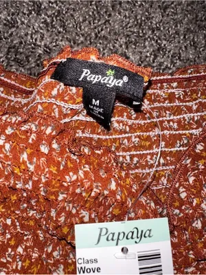 Papaya Brown Floral Long Sleeve Size Medium 0561 thumbnail 3