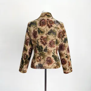 Vintage Y2K Tapestry Woven Botancial Blazer in Tan | Size L thumbnail 4