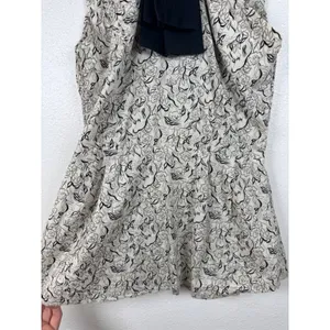 Girls from Savoy‎ Peplum Top Women Size 0 Cream Black Floral Halter Tie Back thumbnail 4
