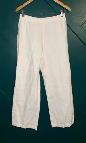 Amelline White Wide Leg Linen Pants Lightweight Laganlook Minimalist thumbnail 1