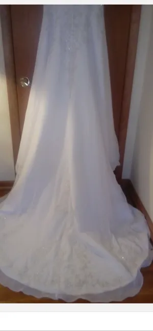 Wedding David's Beaded Bridal Dress White Gown Strapless A-Line 2 thumbnail 2