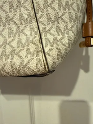 Michael Kors MK Signature Vanilla Logo Tote Bag Brown Trim thumbnail 9