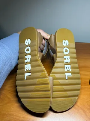 Sorel Ella Strappy Leather Ankle Strap Elastic Tan Beige Sandals Casual 6.5‎ thumbnail 5
