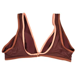 Aerie Scoop Bikini Top Brown Peach Trim V Neck‎ Plunge Size XL thumbnail 2
