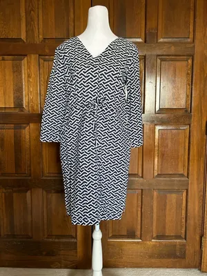 Peter Millar‎ Blue White Geometric Drawstring Beach Dress Cover Up Size Small thumbnail 2