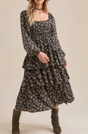 Altar'd State Black Floral Maxi Dress thumbnail 1