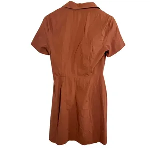 Abercrombie & Fitch Rust Brown Deep V-Neck Cutout Short Sleeve Mini Dress Size M thumbnail 2