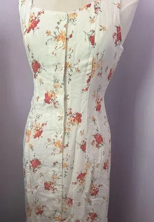 Altar'd State Floral Maxi Dress with Cream and Red Accents thumbnail 1