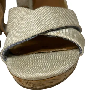 TOMS‎ Womens Cork Wedge Sandals Cream Canvas Ankle Strap Size 8 thumbnail 7