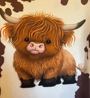 Highland Baby Cow Long Sleeve Tee Shirt V Neck Poly And Spandex Size Xxl thumbnail 2
