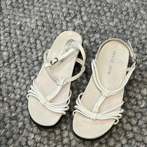 David Tate Cream Strappy Leather Flat Sandals Size 7 thumbnail 2