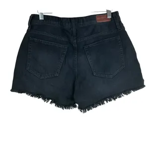 Hollister High-Rise Mom Short Distressed Denim Black Grunge Frayed Size 9 W29 thumbnail 2