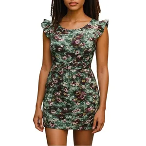 Darling April Dress Spearmint Green‎ Floral Linen Blend Pockets Large NWT thumbnail 13