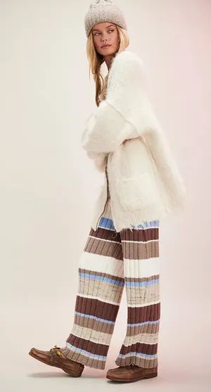 Free People NWT Spark Joy‎ Swit Knit Striped Pants Size Small thumbnail 1