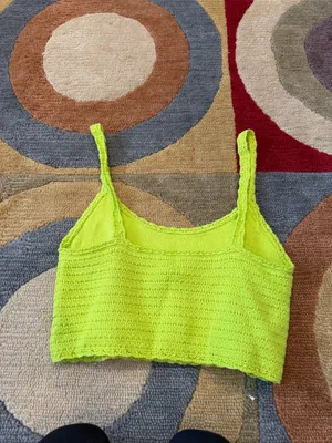 Aerie Lime Green Neon Crochet Crop Top Cropped Tank Top Size Medium thumbnail 3