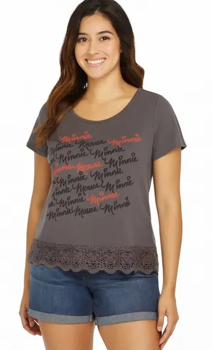 Disney Minnie Mouse Blouse Gray Graphic Size Medium thumbnail 1