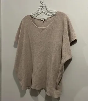 Cyrus Textured Knit Sweater Top Beige Womens Small Short Dolman Sleeve Shirt thumbnail 2