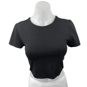 Aritzia Babaton Contour Black Crewneck Short Sleeve Crop Tee T-shirt Top Size M thumbnail 1