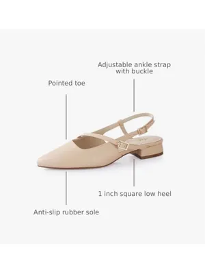NEW Slingback Low Heels Closed Pointed Toe Ankle Strap Memory Foam 9.5 thumbnail 6