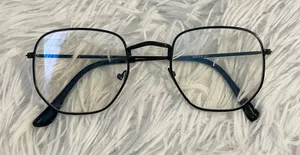 Cool Black metal frame clear nerdy hipster preppy blue light glasses thumbnail 1