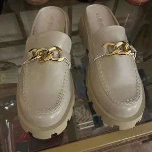Dream Pairs Cream Gold Mules with Chunky Sole thumbnail 2