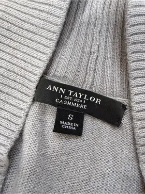 Ann Taylor Women’s 100% Cashmere Pullover Cardigan Sweater in Gray S thumbnail 8