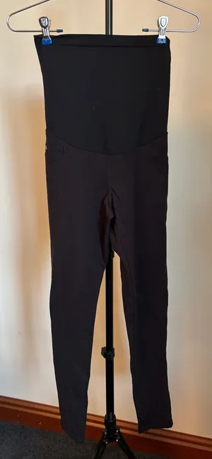A Pea in the Pod Black Maternity Skinny Pants with Fold-Over Waist thumbnail 1