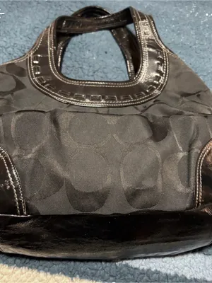Coach Black Y2K Signature Canvas kisslock Hobo Bag with Leather Trim thumbnail 9