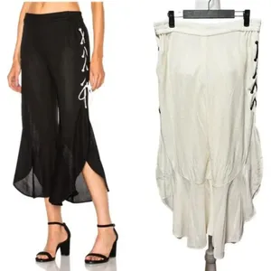 Jonathan‎ Simkhai Ruffle Jersey Pants Lace Up Coverup Resort Ivory NWT Size L thumbnail 2