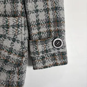 Sashimi Womens Grey Plaid Hooded Wool Blend Pea Coat Jacket Size Medium‎ thumbnail 9