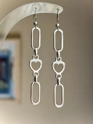 Handmade fully stainless steel y2k funky cute dangle earrings🩷 thumbnail 2